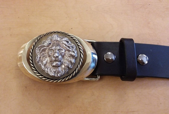 Lion Head Handmade Leather Belt - Etsy display picture 3