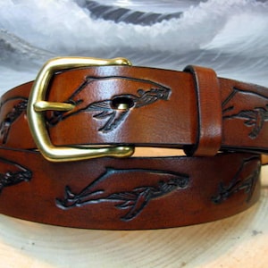 Humpback Whale Embossed Leather Belt