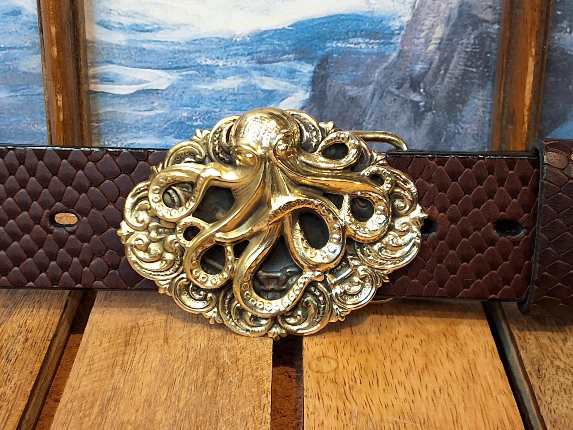 Y2K Buckle-Down Multi Color Octopus Print Belt with Corvette Seat Belt Buckle Funny Trend Belt Buckle - DIY Personalized Octopus Design main image 4
