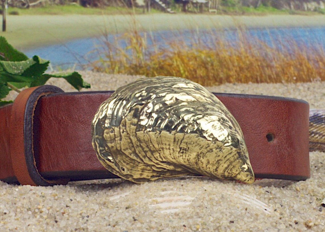 Duxbury Bay Tumbler Oyster Shell Leather Belt Etsy
