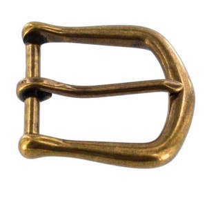 May include: A brass buckle with a smooth, rounded finish. The buckle has a single prong and is designed for belts or straps.