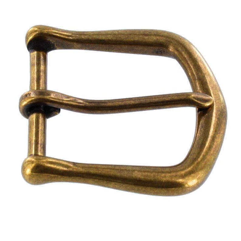 May include: A brass buckle with a smooth, rounded finish. The buckle has a single prong and is designed for belts or straps.