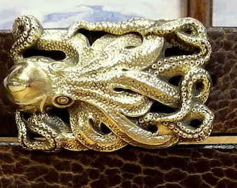 Artisan Handcrafted Sea Kraken Octopus Solid Brass Belt Buckle