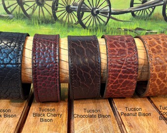 Artisan Handcrafted American Bison Leather Cuff Bracelet Wristband
