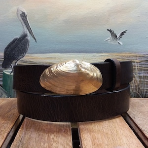 Soft Shell Clam Leather Belt