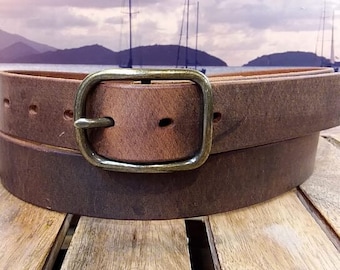 Artisan Handcrafted Center Bar Buckle Leather Belt