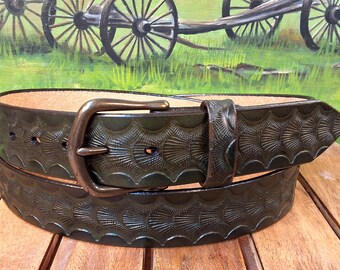 Artisan Handcrafted Camo Embossed Leather Belt