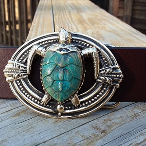Green Sea Turtle Leather Belt