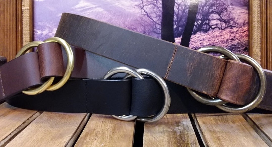 Double O Ring Leather Cinch Belt - Made by CapeCodCellarLeather - Etsy