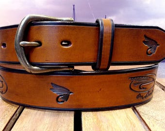 Artisan Handcrafted On Line Fly Fishing Leather Angler Belt
