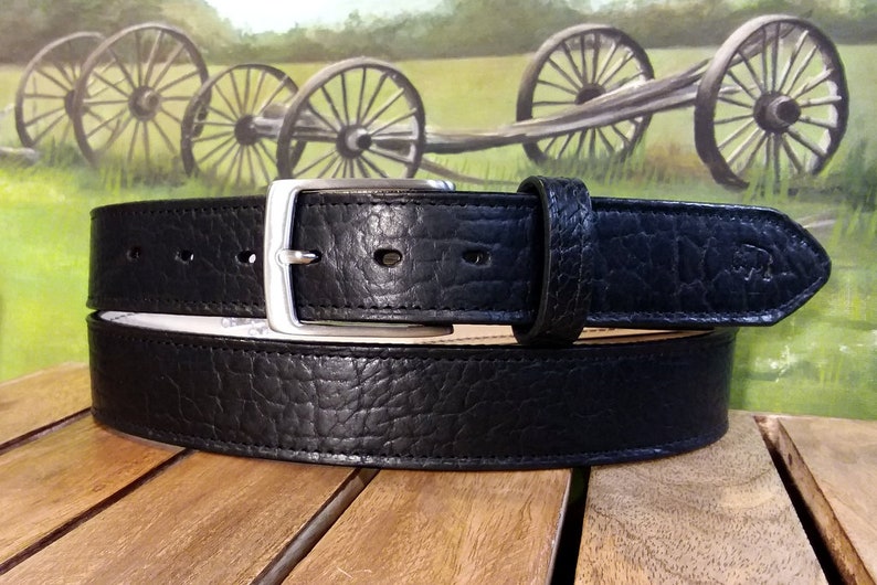 American Bison Leather Belt Etsy