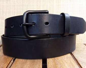 Artisan Handcrafted Black on Black Leather Belt