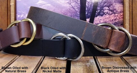 Artisan Handcrafted Double O Ring Leather Cinch Belt - Etsy display picture 1