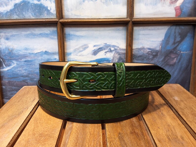 Artisan Handcrafted Celtic Knot Embossed Leather Belt image 5