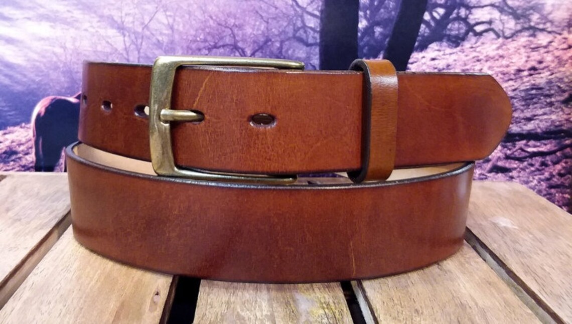 Antique Hand Dye Leather Belt Etsy