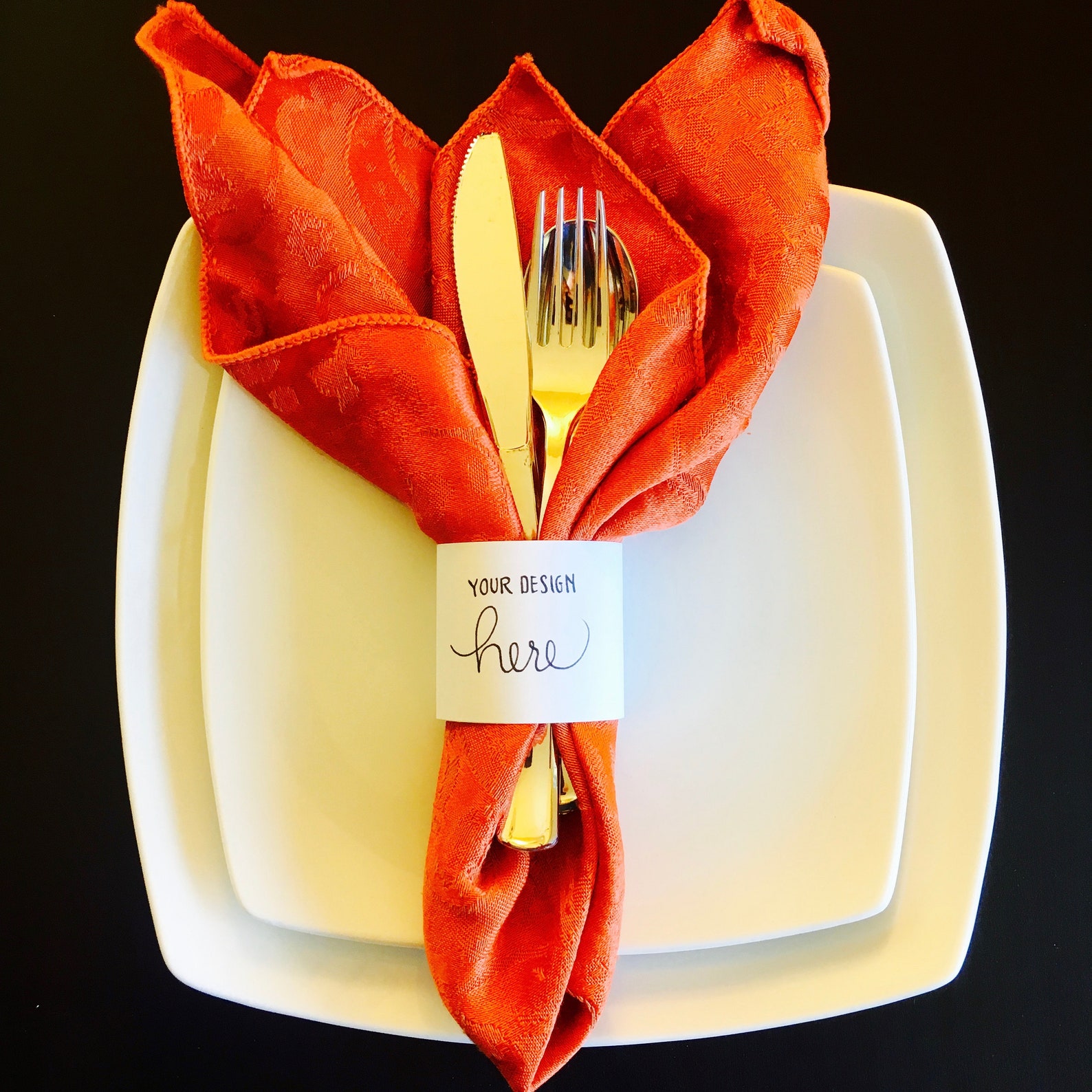 Napkin and Silverware Holder Your Design Kraft or White Etsy