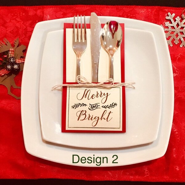 Silverware Holders - Merry & Bright - 4 Unique Designs - Holiday Table Decor