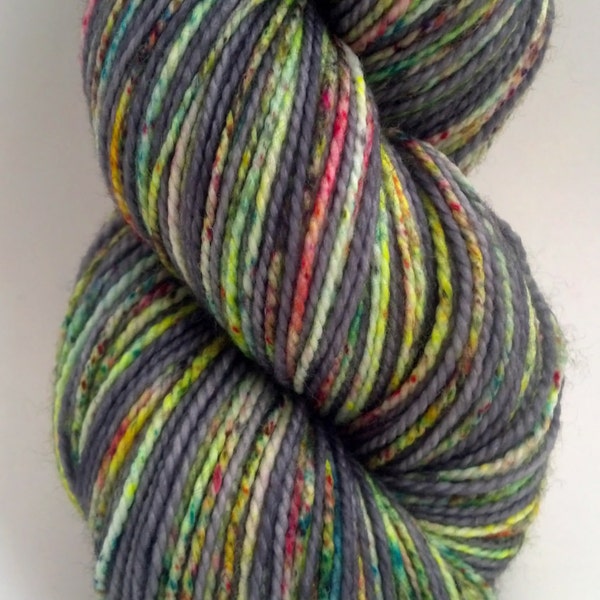John Watercolours -- grey and green multicoloured self striping sock yarn -- 80/20 merino/nylon