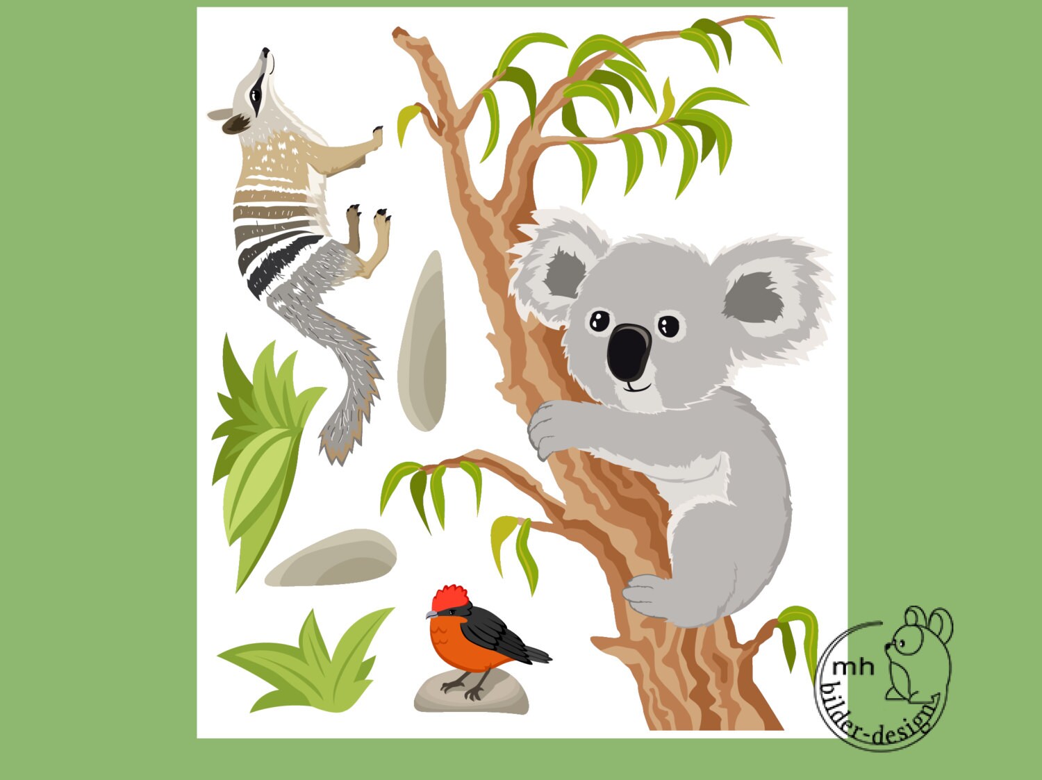 Wandtattoo "Koala und Numbat" Koalabär Wandsticker Kinderzimmer ...