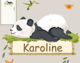 Wandtattoo "Panda Türschild" Wandsticker Kinderzimmer Kinderdeko Wanddeko Babyzimmer Wandsticker namensschild