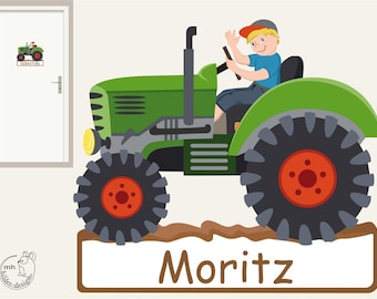 Wall Decal "tractor II. door sign" nursery Baby Room Wall Stickers Wall Decals farmer farm