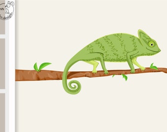 Wall sticker "Chameleon on the branch" wall sticker wall sticker sticker room wall glass children's room