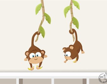 wall decal baby monkey nursery children