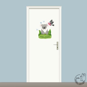 wall decal Koala bear door sign with galah butterflies wall sticker for nursary australien image 3