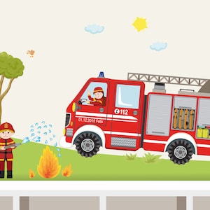 Wall sticker &quot;Fire Brigade Set L&quot; customizable fire brigade name boy children&#39;s room wall sticker wall sticker