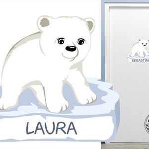 Wall decal "Polar bear baby" door sign Baby nursery