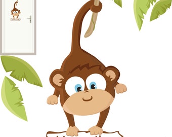 wall decal baby monkey door sign for the nursery