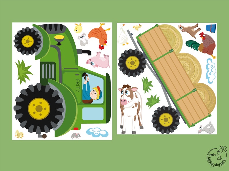 Wall Decal Tractor with trailer MAXI nursery Baby Room Wall Stickers Wall Decals farmer farm image 2