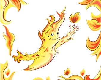 Wall decal "Fire element monster" Baby nursery boy room