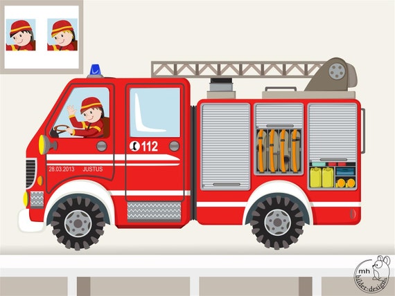Motif broderie Camion pompier 2 - BREIZH MAMA