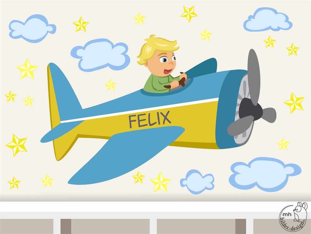 Wall Decal plane With Boy Personalized With Name - Etsy