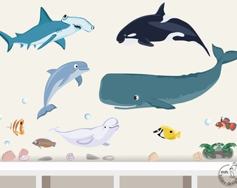 Wall decal "Aquarium III. L" Baby nursery underwater ocean wall sticker with many sea fishes