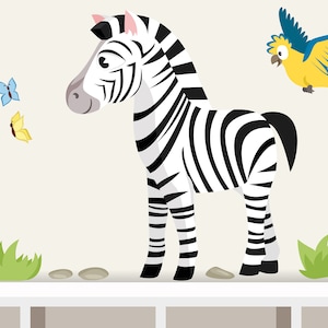 Wandtattoo Zebra Safari Welttiere Walltattoo Afrika Afrikazimmer Babyzimmer Kinderzimmer Wandsticker Bild 1