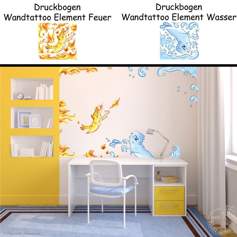 Wandtattoo Element Wasser Monster Wandsticker Babyzimmer Kinderzimmer Baby Kinder Bild 3