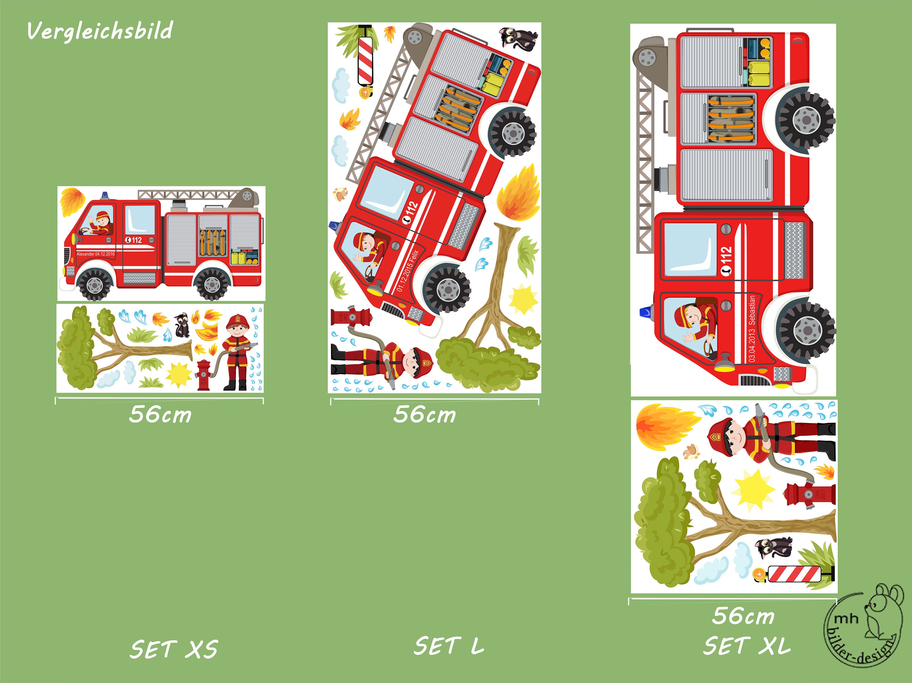 wandtattoo feuerwehr Wandtattoo "Feuerwehr Set XL" individualisierbar Feuerwehr Name Junge