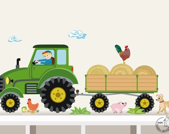 Wall Decal "Tractor trailer MIDI" nursery Baby Room Wall Stickers Wall Decals farmer farm