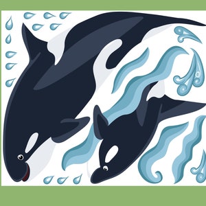 Wall decal Set Orca animal Series Baby nursery ocean image 2