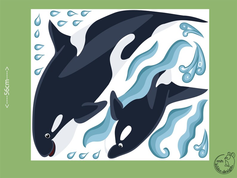 Wall decal Set Orca animal Series Baby nursery ocean image 2