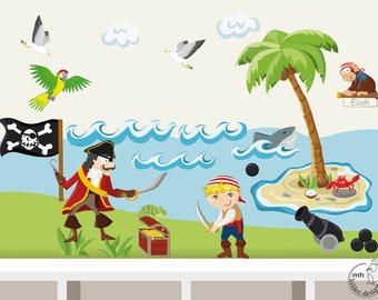 Wall decal "pirate set" for pirate nursery personalization