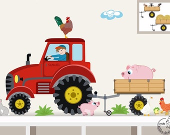 Wall Decal "Tractor trailer MINI" nursery Baby Room Wall Stickers Wall Decals farmer farm