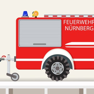 Wall sticker XS &quot;Fire Department Trailer&quot; fire engine name boy children&#39;s room wall sticker wall sticker fire department