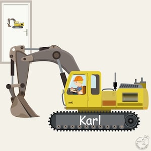 Wall decal excavator door sign Construction Site, Construction door sign customization image 1