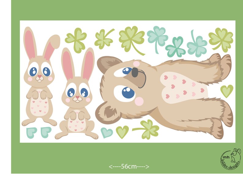 Wall decal bear with bunnies from woodland serie nursery wood forest animals image 2