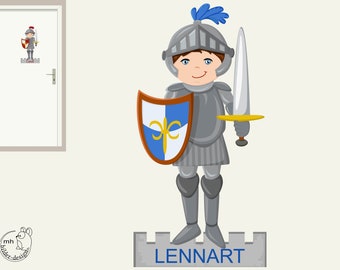 Wall decal knight door sign