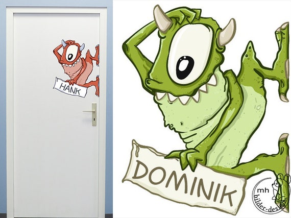Wandtattoo Monster Turschild Kinderzimmer Kinder Etsy