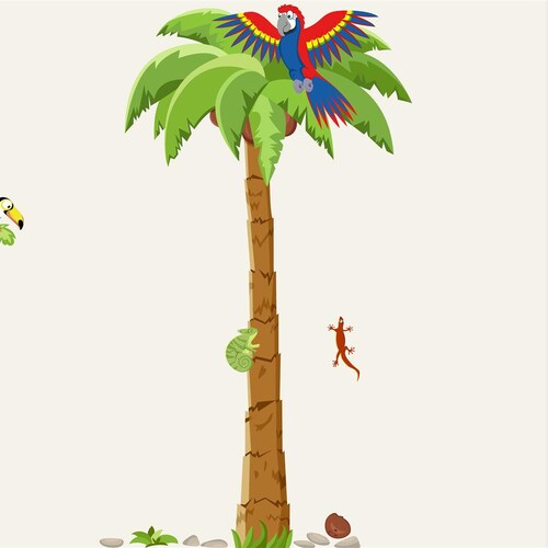Wall decal palm tree PARROT